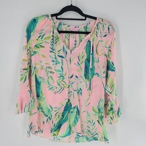 Lilly Pulitzer Willa Women’s Small CHIMPOISERIE‎ Flounce Shirt Top Tropic New